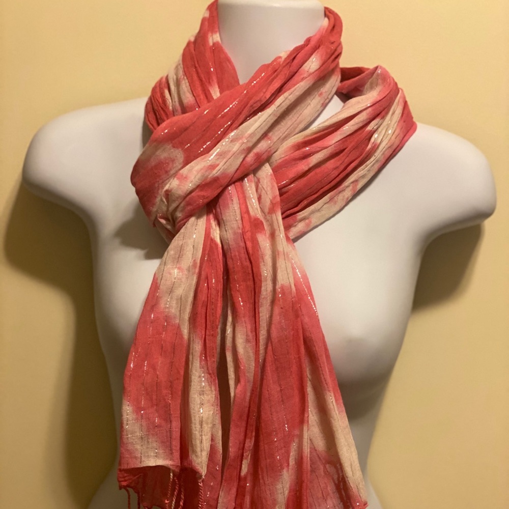 Pink/white w silver accent scarf